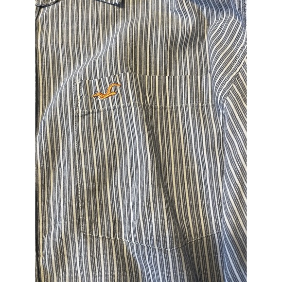 Hollister Blue and White Striped Button Down Long Sleeve Women's Shirt Size L - Picture 2 of 6